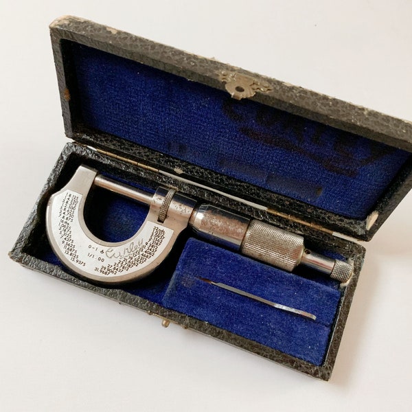 OLD German-Made Micrometer in Box, 0"-1" Scale, AS IS, Preowned by Curley, Please Read Description