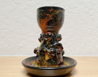 Wacky MCM Icelandic Fat Lava Pottery Candleholder, AS IS, Please Read Description