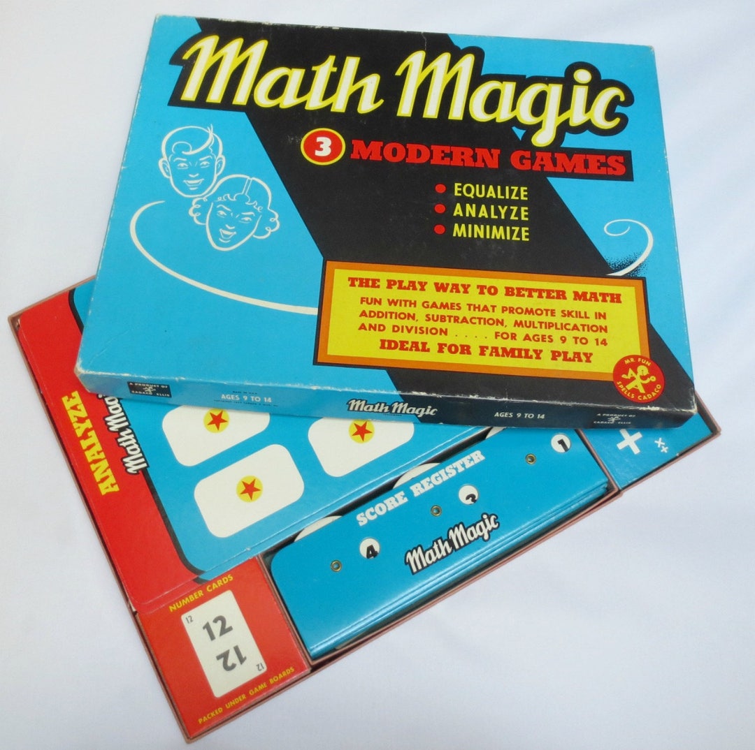 1958 Math Magic Equalize Analyze Minimize Board Game By Cadaco Falls