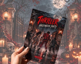 Thriller Halloween Party Invitation Template (Digital Download)