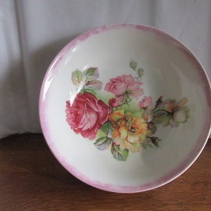 Antique China Serving Bowl  Roses  Bavaria