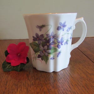Vintage Fine Bone China Floral Mug  Blue Violets  Royal Grafton Made in England