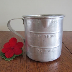 Vintage Aluminum Measuring Cup  Double Spouts Primitive Kitchen