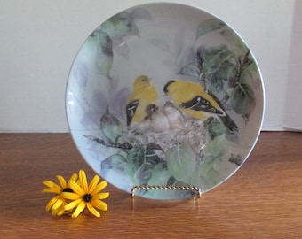 Vintage Goldfinch Family Plate By Artist Lena Liu  Lyrical Beginnings 1991