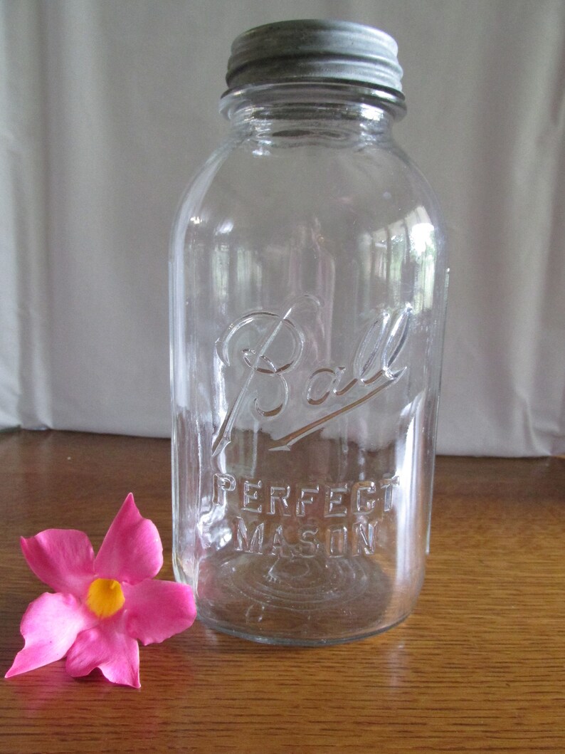 Vintage Ball Half Gallon Canning Jar Perfect Mason Ribbed Zinc Etsy