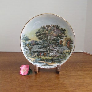 Vintage Currier & Ives Autumn in New England Plate  Cider Making 1987