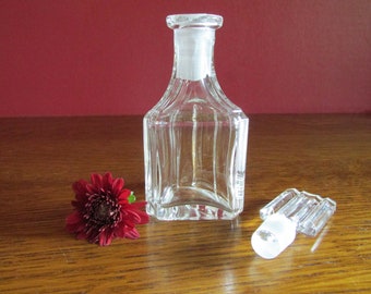 Vintage Glass Perfume Bottle with Stopper  Triangular Shaped Bottle