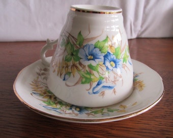 Vintage Salisbury Morning Glories Tea Cup & Saucer  Bone China England