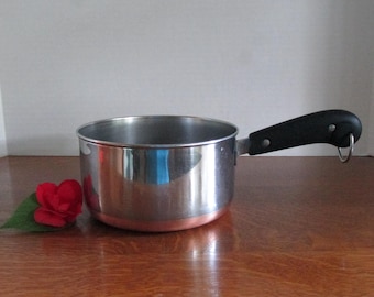 Vintage Revere Ware Saucepan  1 1/2 Qt  Made Under Process Patent   NO LID