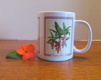 Ceramic Hawaii Souvenir Coffee Mug  Tropical Flowers of Hawaii Holds 12 oz
