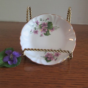 Vintage Bone China Ring Dish with Purple Violets  Hammersley Made in England