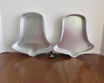 Vintage Pair Wilton Christmas Bell Cake Pans  1971