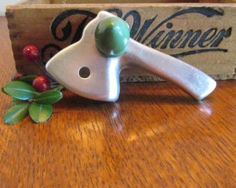 Vintage Hatchet Cookie Cutter Green Wooden Handle Mid Century Kitchen