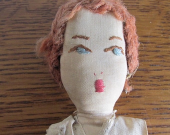 Antique Small Cloth Doll  1880s to 1890s  Primitives Please Read Description