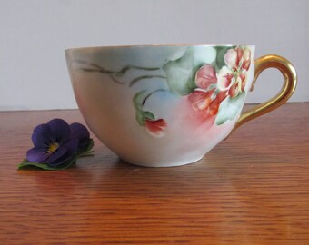 Antique China Tea Cup with Red Flowers  Made in Germany