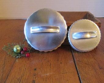 Vintage Pair Aluminum Round Cookie Cutters  Fluted Edge