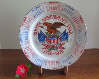 Vintage China Calendar 200th Anniversary Year  Plate  1776-1976 Bi Centennial Souvenir