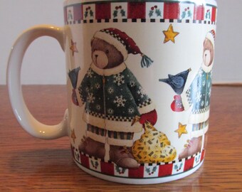 Vintage Christmas Bears Mug By Debbie Mumm 1998