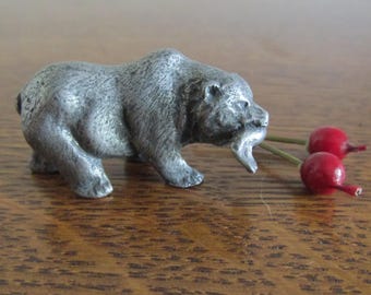 Vintage Extra Miniature Metal Bear Figurine  7/8 Inches Tall  Knick Knacks