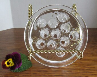 Vintage Clear Glass Flower Frog Mid Century Kitchen Flower Arranging