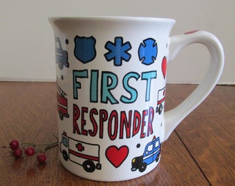 Vintage First Responder Extra Large Mug  16 oz