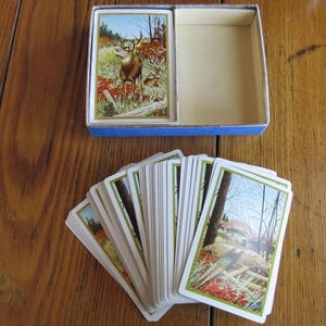 Vintage Double Deck Wildlife Playing Cards  Duratone Velveteen Box