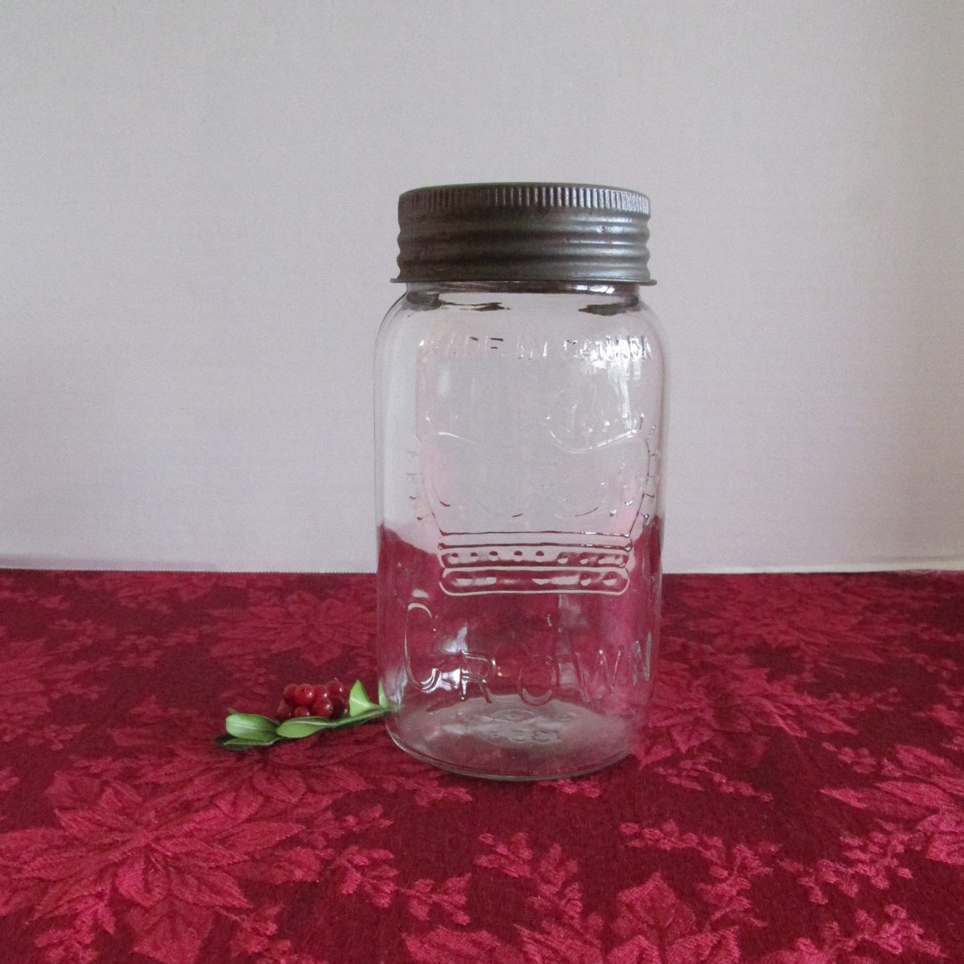 Vintage Crown Canning Jar With Lid Quart Made in Canada 1953 Etsy