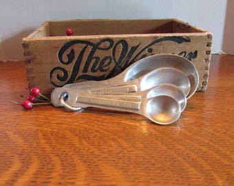 Vintage Set Four Aluminum Measuring Spoons with Ring