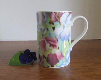 Vintage Stoneware Iris Mug  Made in England Holds 11 oz