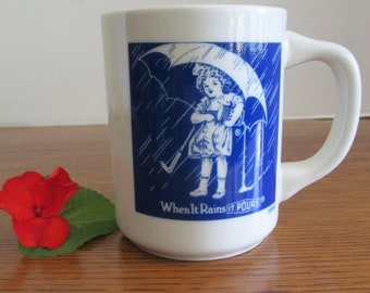 Vintage Morton Salt Girl  Mug  When It Rains It Pours 8 oz.  Reproduction Advertising Mug