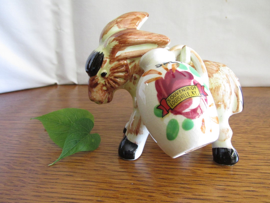 Vintage Donkey With Jugs Salt & Pepper Shakers Louisville Kentucky Mid
