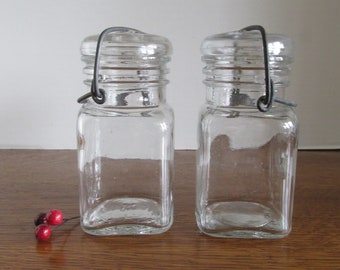 Vintage Pair Miniature Square Canning Jars