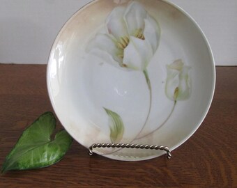 Antique Porcelain White Tulip Plate Made in Germany