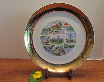 Vintage Montana Souvenir Plate  The Treasure State Made in USA