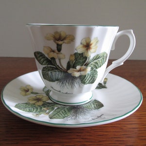 The Bone China Tea Cup & Saucer  Yellow Primroses  Royal Victorian England