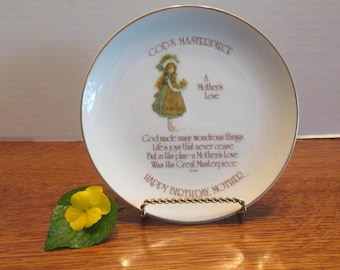 Vintage Porcelain Holly Hobbie Collectible Plate  Happy Birthday Mother Plate