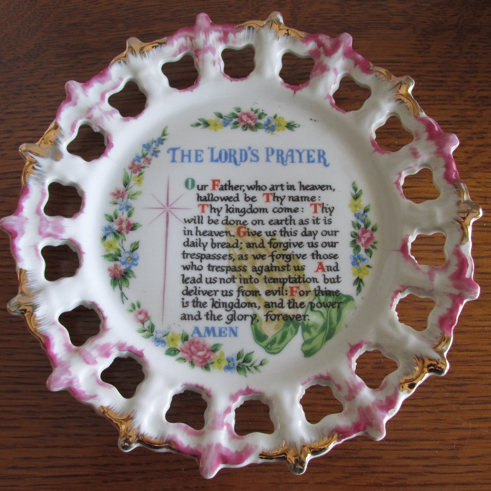 Vintage The Lord's Prayer Plate Religious Plate Wall Etsy