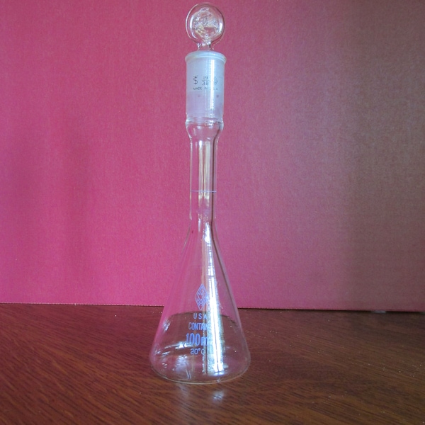 Vintage Glass Beaker with Stopper 100 ML SGA Scientific Inc. USA