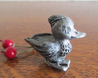 Vintage Extra Miniature Metal Duck Figurine 1 1/8 Inches Tall  Knick Knacks