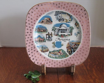 Vintage Square Arizona Souvenir Plate