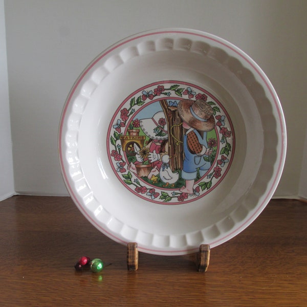 Vintage Ceramic Deep Dish Pie Plate 10 Inches in Diameter Watkins Spring's Fancy 1989