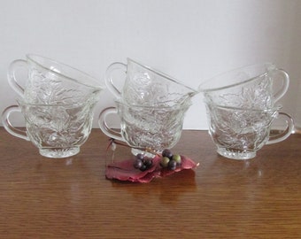 Vintage Set Six Punch Cups  Indiana Princess  Grapes & Leaves Pattern