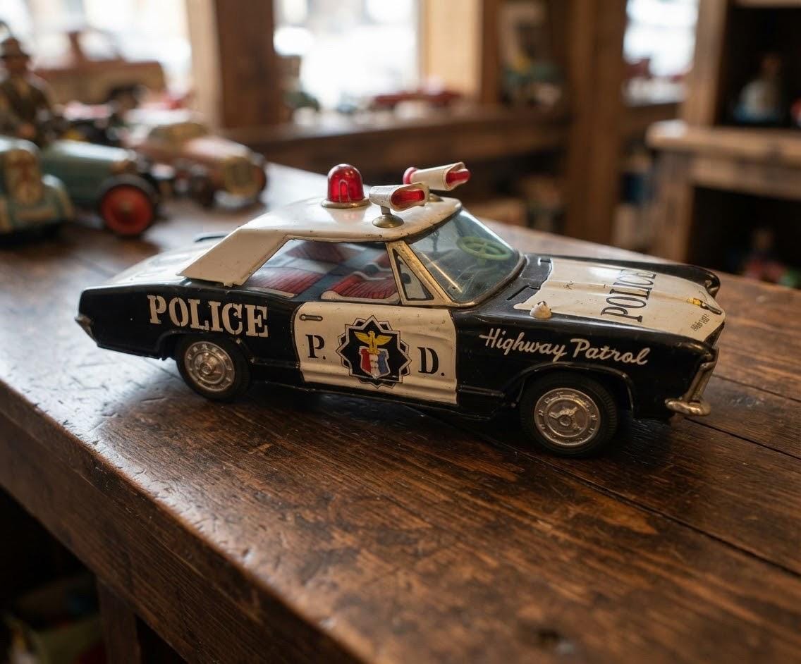 Tin Toy Police Car - Etsy