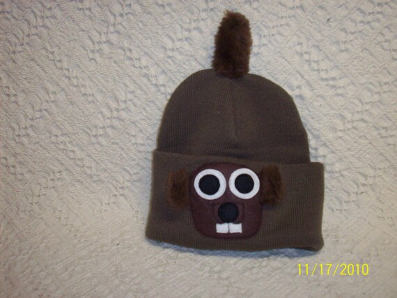 Groundhog Hat Handmade Knit//groundhog 