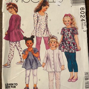 McCall’s sewing pattern 6024 girls sizes 3 uncut