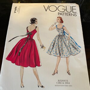 Vogue sömnadsmönster Nytt vintage 1954 klänningsmönster storlek 16-24