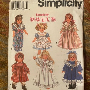 Simplicity sewing pattern 8211 doll clothes 18” uncut
