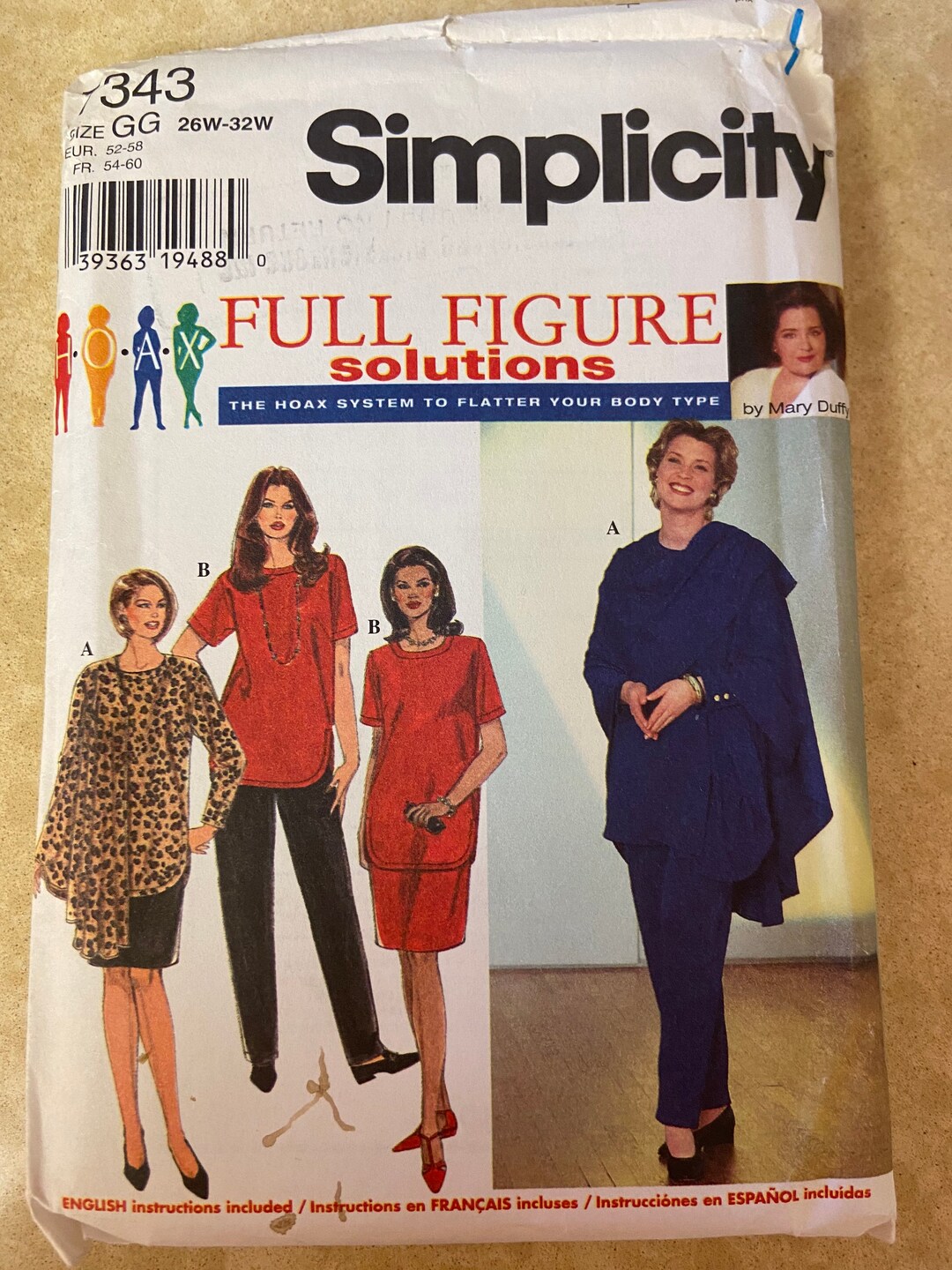 Simplicity Sewing Pattern 7343 Size 26W32W Etsy