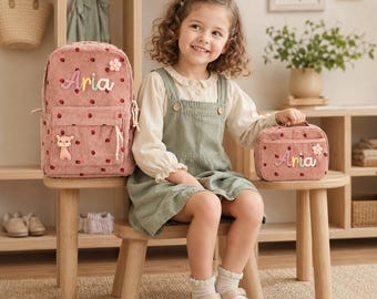 Personalized Backpack and Lunch Bag Set for Kids, Custom School Bag, Back to School Gift, Name Backpack, Kids Lunch Bag