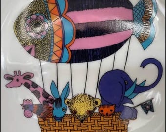 1960s Bavaria Germany Plate Hot Air Balloon Mid Century MCM